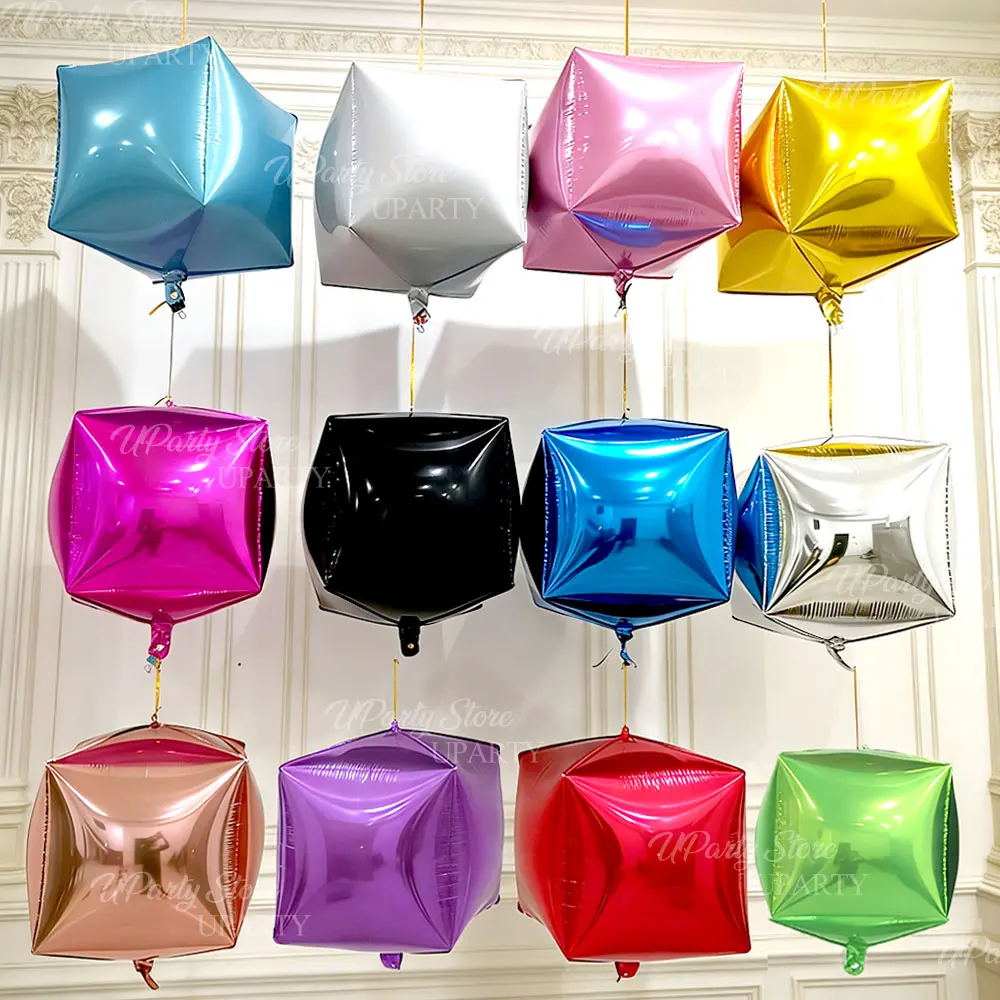 6/3/1pc Cube Foil Balloons 22Inch Helium Air 4D Square Balloons for Birthday Wedding Engagement  Anniversary Party Decor Favor