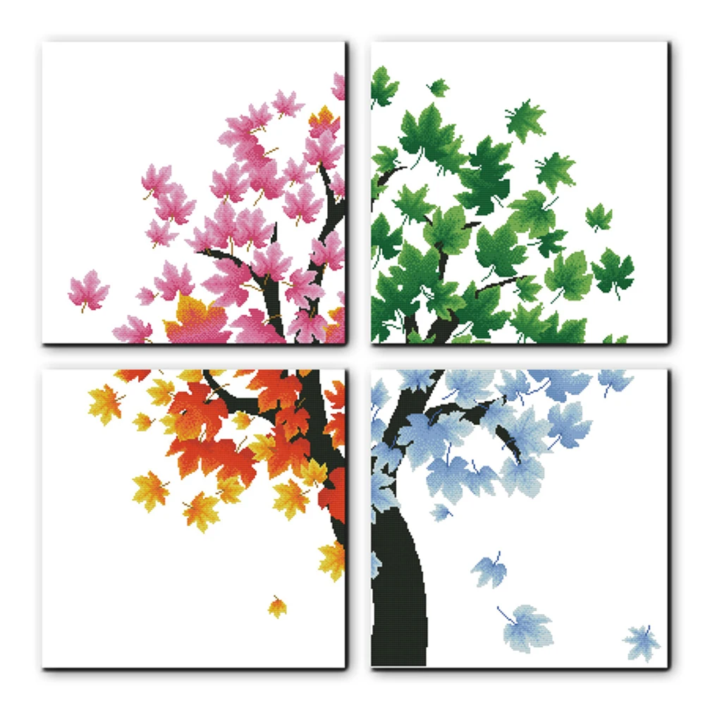 Вышивка крестиком Joy Sunday-Tree, счетное украшение для дома, дерево четырех сезонов жизни, H227, 14CT, 11CT