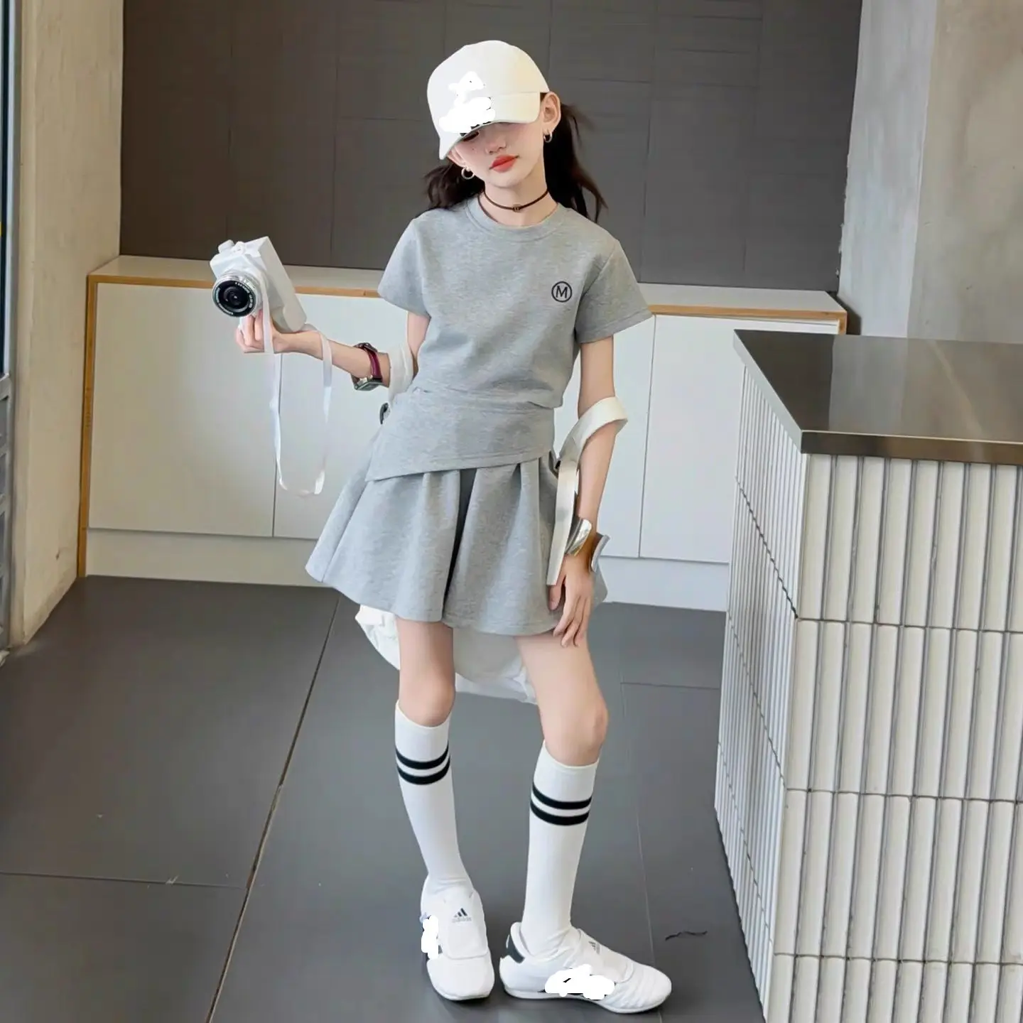 Girls Sport Skirt Set Kids Casual Summer Fashion Short Skirt Children's Clothing Cotton Polyester Spandex Blend Machine Washable