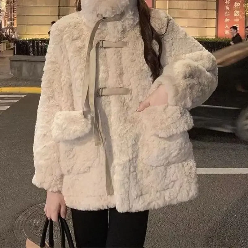 Women Autumn Winter Thick Maxi Jacket Y2k Faux Fur Maxi Coat Long Warm Luxury Belt Fur Black Parkas Bontjas Furry Outerwear