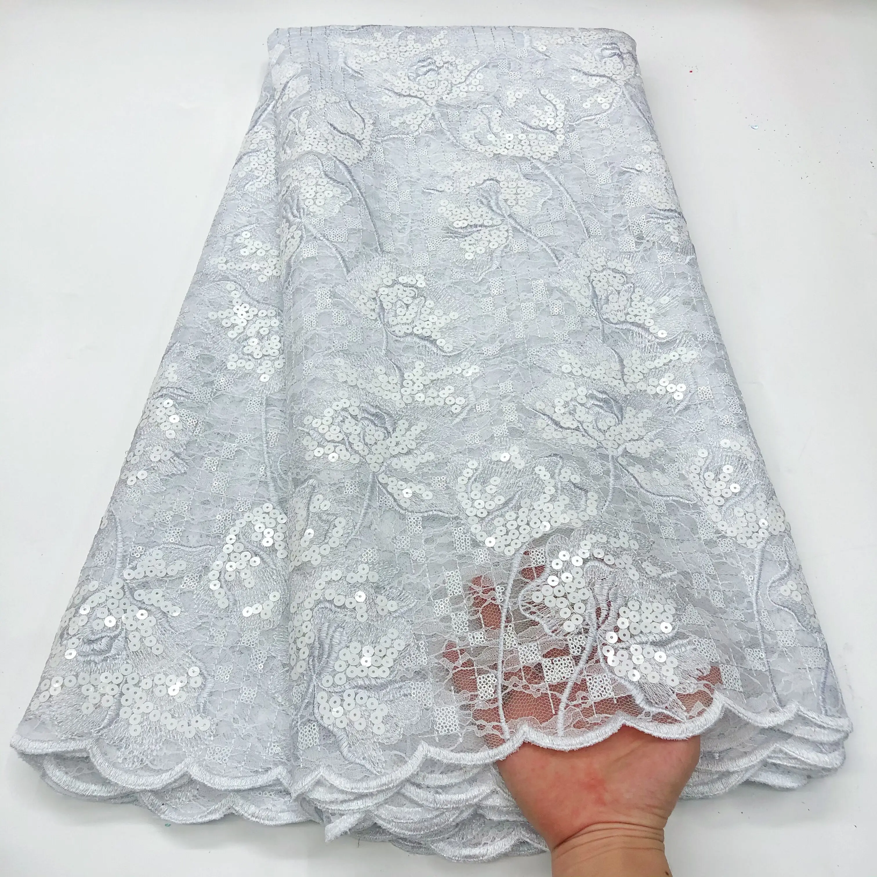 Pink Sequin French Embroidery Tulle Lace Fabrics High Quality Nigerian Wedding Dress Women Fashion African Lace Fabric