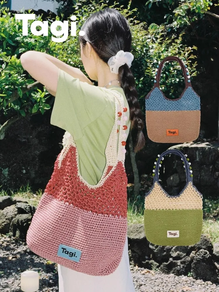 

Пляжная большая сумка Hanrted, женская сумка-тоут, тканый дизайн, мягкая конструкция с одним ремешком, повседневное использование, молодежная модная таги