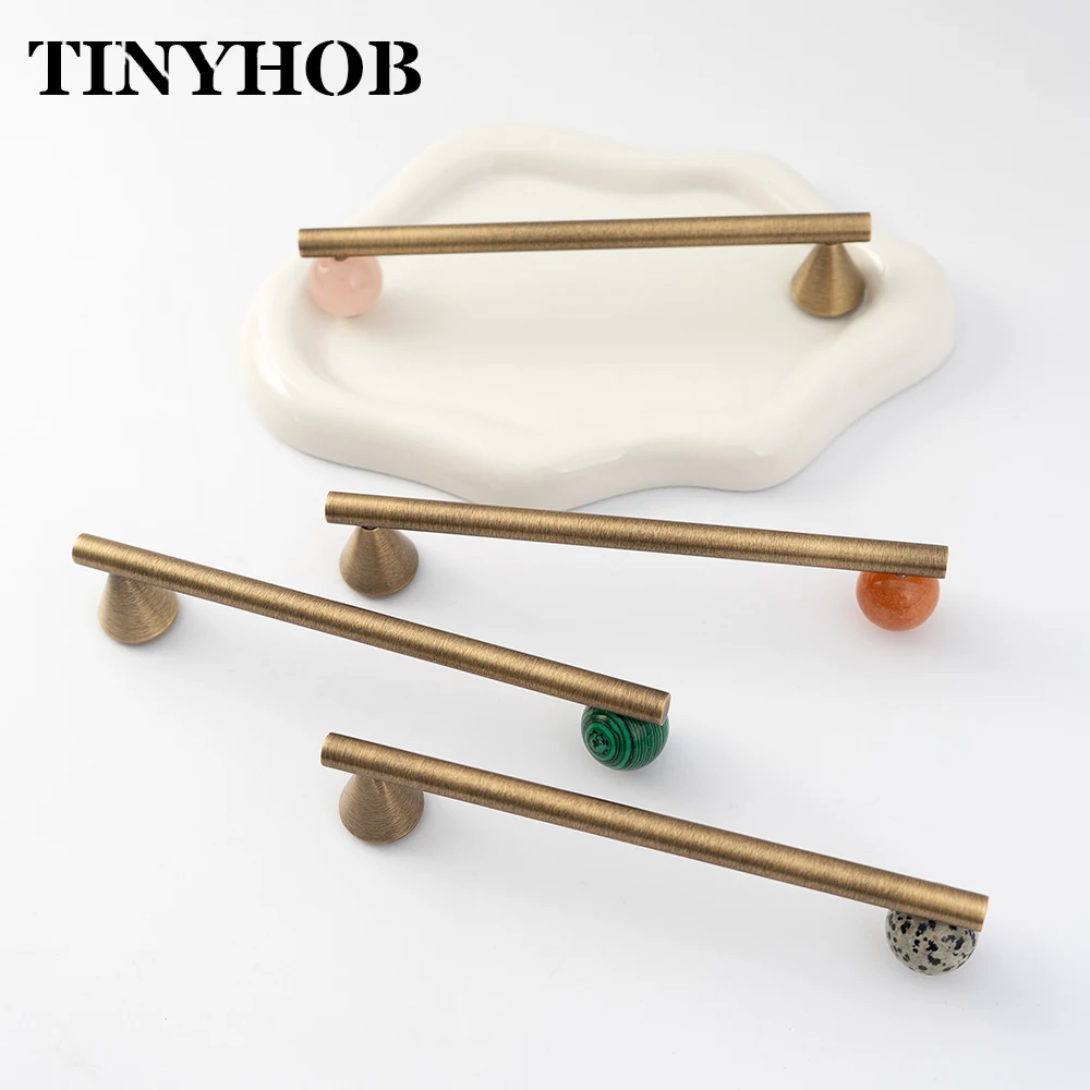 Antique Bronze Furniture Handles for Cabinet Wardrobe Drawer Knobs Furniture Handle T-bar/ Pink Brass+ Ball Decorative Knob