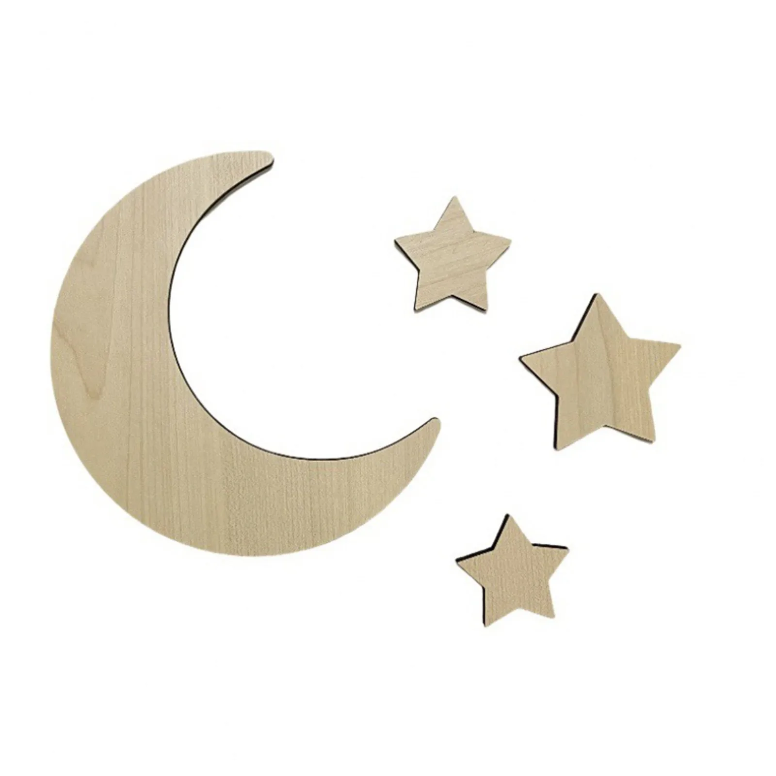 Decorate Wooden Stars Decorate Baby Nursery Rattan Moon Wall Decorate Wooden Rainbow Nursery Children Baby Bedroom Decoration