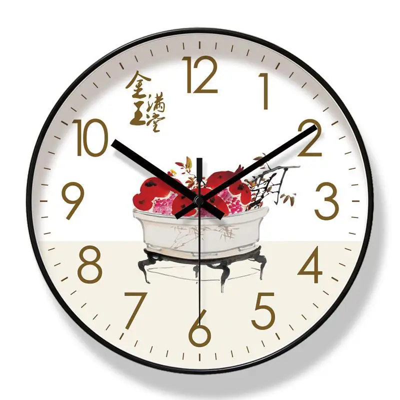 2025 New 10/12/14-inch Chinese Style Lotus Wall Clock Family Reunion Living Room Home Decor Silent Sweep Second Quartz Clock