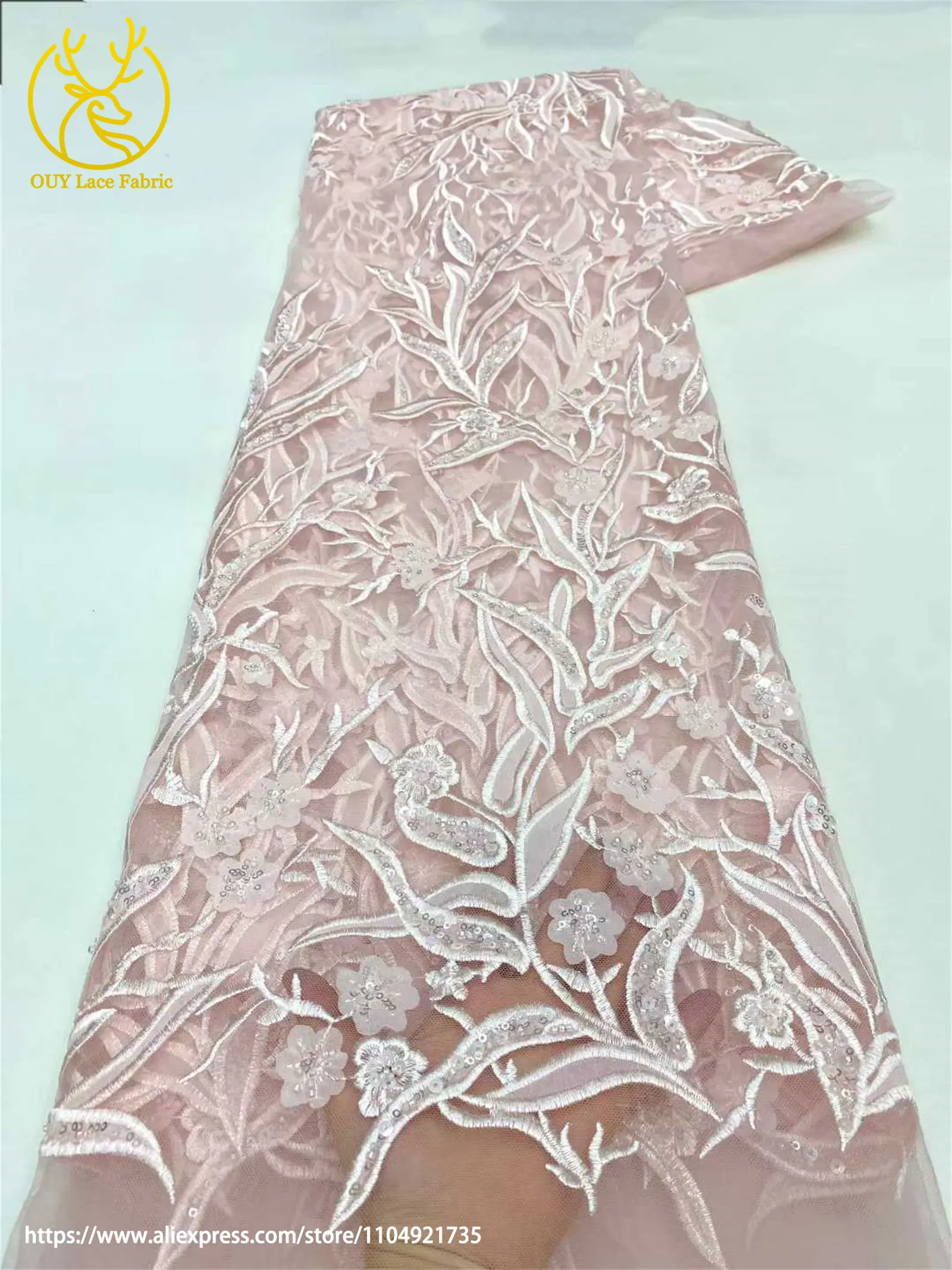 Mode Französisch Mesh Bräutigam Bestickte Spitze Stoff Hohe Qualität Afrikanische Nigerian Pailletten Spitze Stoff Damen Hochzeit Party Kleider – Detail 13