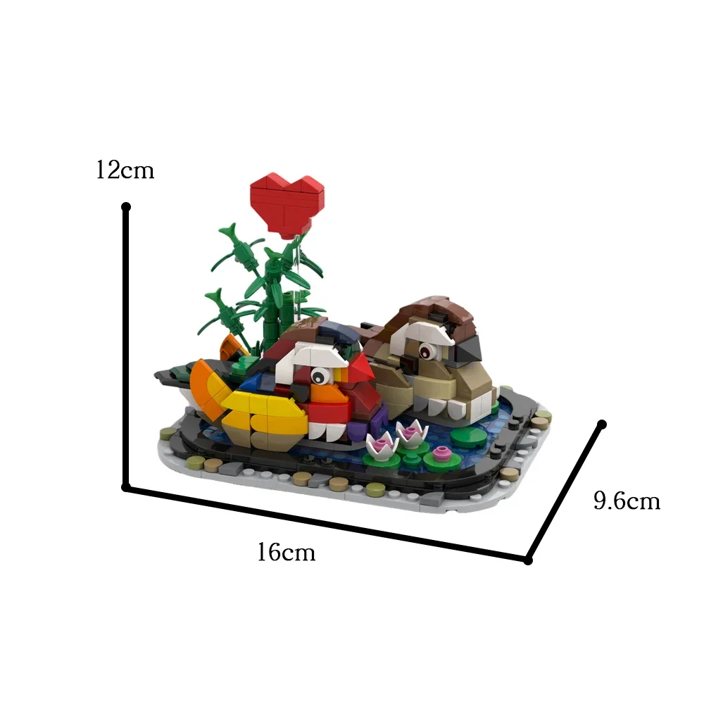 Bloques de construcción de Pato Mandarín para niños, juguete de ladrillos para armar Festival de enamorados del Día de San Valentín, código 520, compatible con MOC-100857