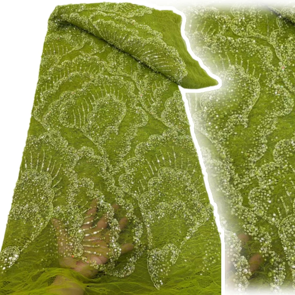 

African Lace Fabric 5 Yards Embroiderd Nigerian Lace Fabric 2025 High Quality Groom Chantilly Tulle Lace for Dress Sewing CC1691