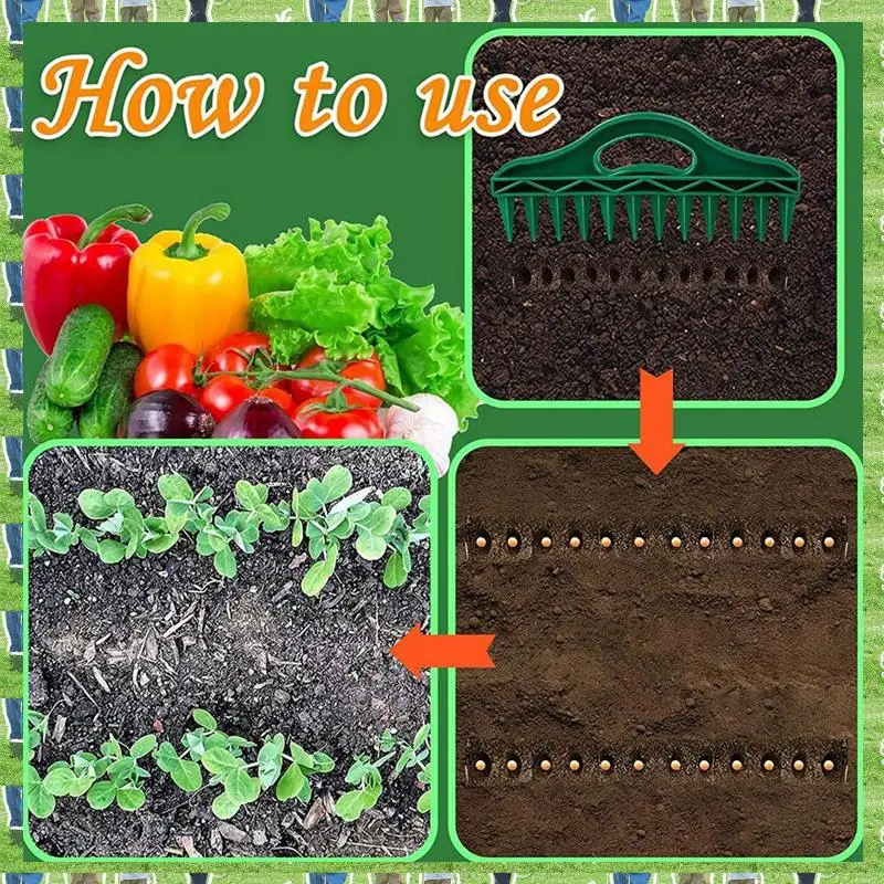 

FTS Sowing Hole Puncher For Transplanting Plants Vegetable Gardening Smaller Seedling Sowing Seeds Green 1 PCS