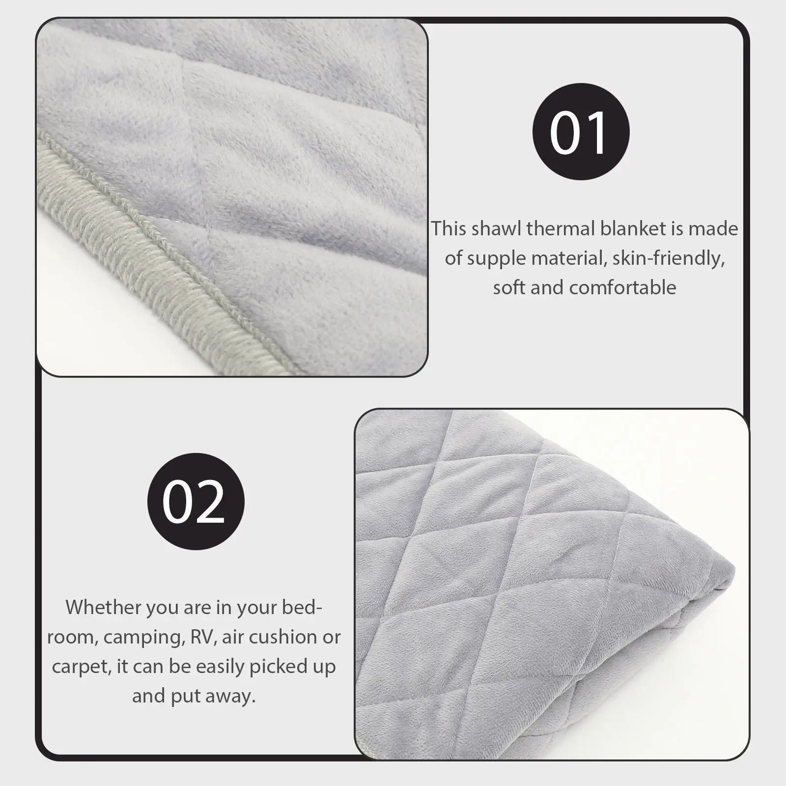 

Electric Heated Blanket for Office Home Bedroom Winter Use Fast Heating Soft Skin-Friendly Portable Warm Thermal Shawl USB