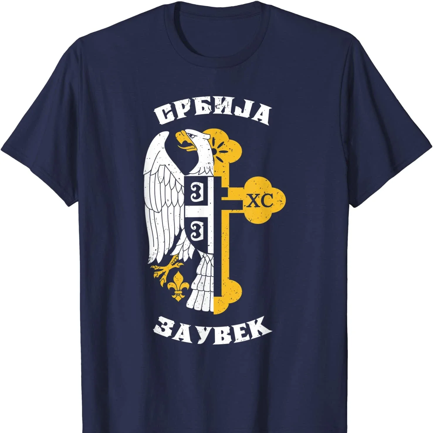 Serbian Flag Eagle Orthodox Cross Gift T-Shirt 100% Cotton O-Neck Summer Short Sleeve Casual Mens T-shirt Size S-3XL