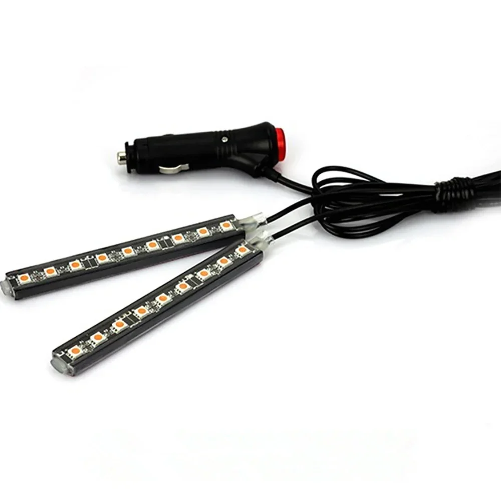 9 LED Strip Lamp Car Cigarette Lighter Atmosphere Lights Multicolor Adhesive Tap Auto Decoration Dash Foot Socket