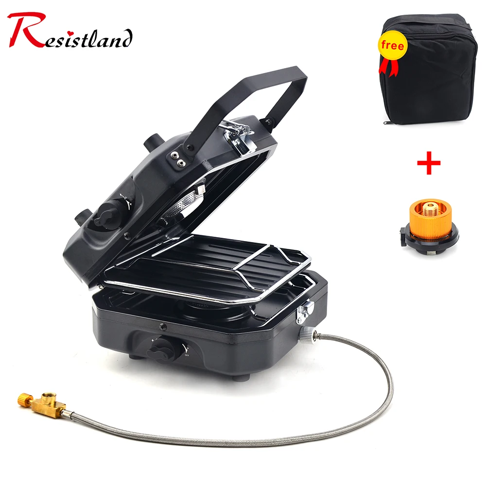 Estufa Portátil Doble de 2300W, Juego de Cocina para Exteriores, Quemador de Gas Doble, Parrilla para Barbacoa, Plegable, Estufa para Picnic y Camping