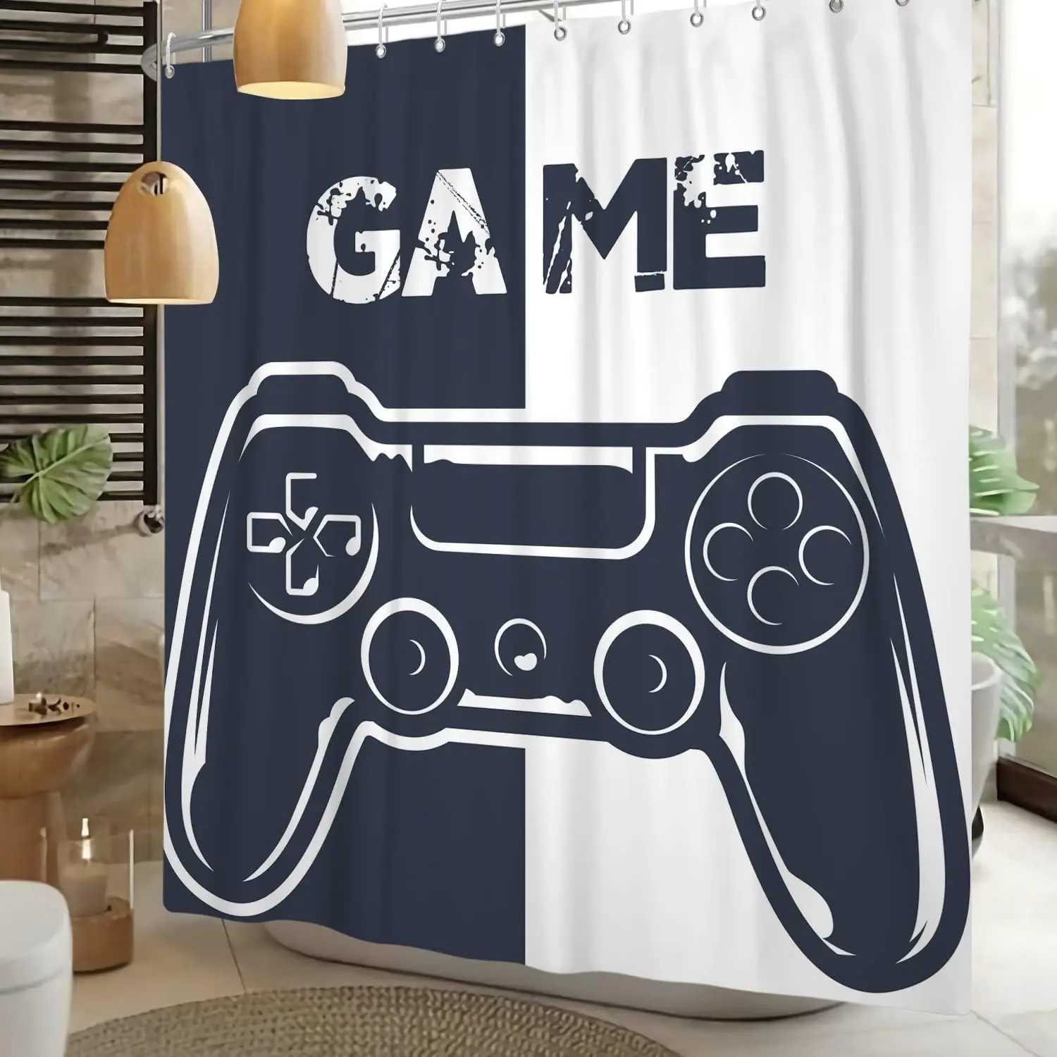 Waterproof Gamer Shower Curtain Game Controller Bathroom Liner 180x180cm Funny Video Game Decor Home Bathroom Shower Curtain Gif