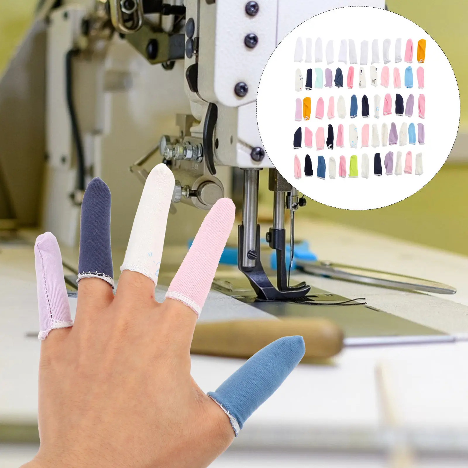 

60Pcs Finger Cover Gloves Cotton Reusable Durable Wear Resistant Finger Protection Cots Thumb Protector for Gardening Kitchen