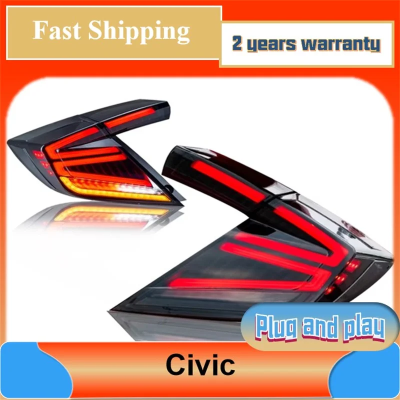 

Car Styling for Honda Civic Taillight 2016-2021 Civic Hatchback Taillamp DRL Fog Brake Turn Signal Reversing