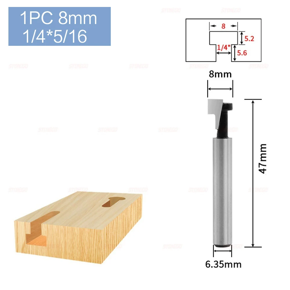 STONEGO 1PC/3PCS 1/4" Shank 6.35mm Cutter Router Bit Hex Bolt Key Hole Bits T Slotting Milling Cutter for Wood Woodworking