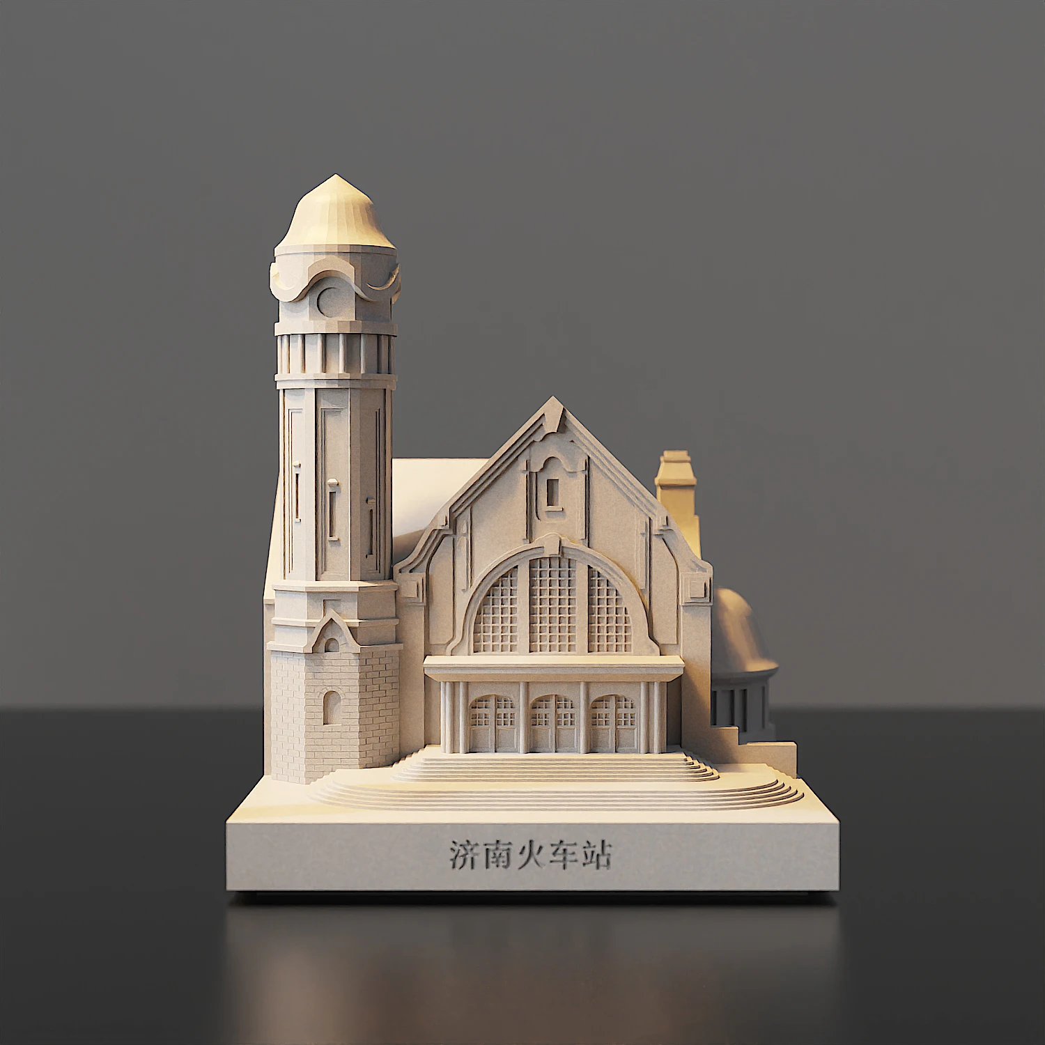 

China's famous building "Jinan Railway Station" cement classic building model decorative office desktop concrete ornaments