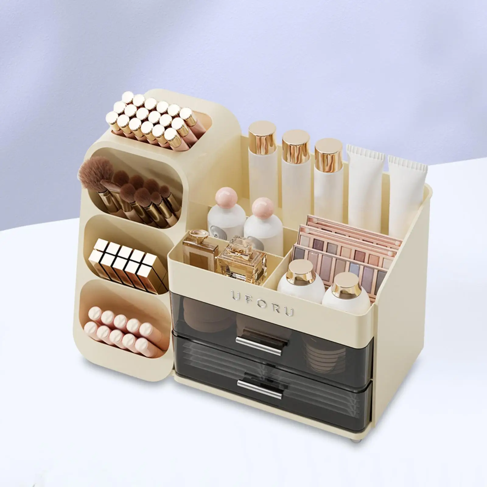 

Cosmetic Organizer Supplies Multifunctional Decoration Brushes Display Stand for Countertop Tabletop Lotions Lipstick Skincare