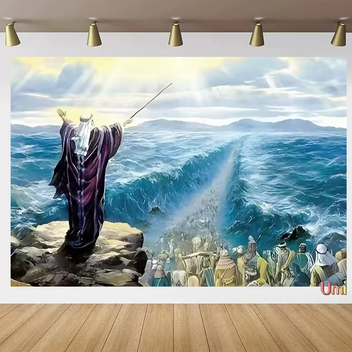 Umi Moses Passover Red Sea Photo Background Jewish Moses Parting Red Sea Jewish Festival Photography Background Wall Decoration