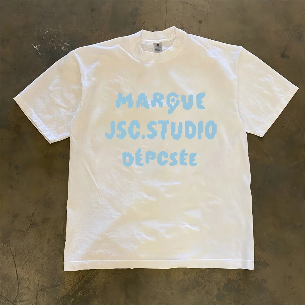 Loose Fit Pure Cotton Short Sleeve T-Shirt 3A260g Retro American Style Unisex Summer Top for Couples And Friends
