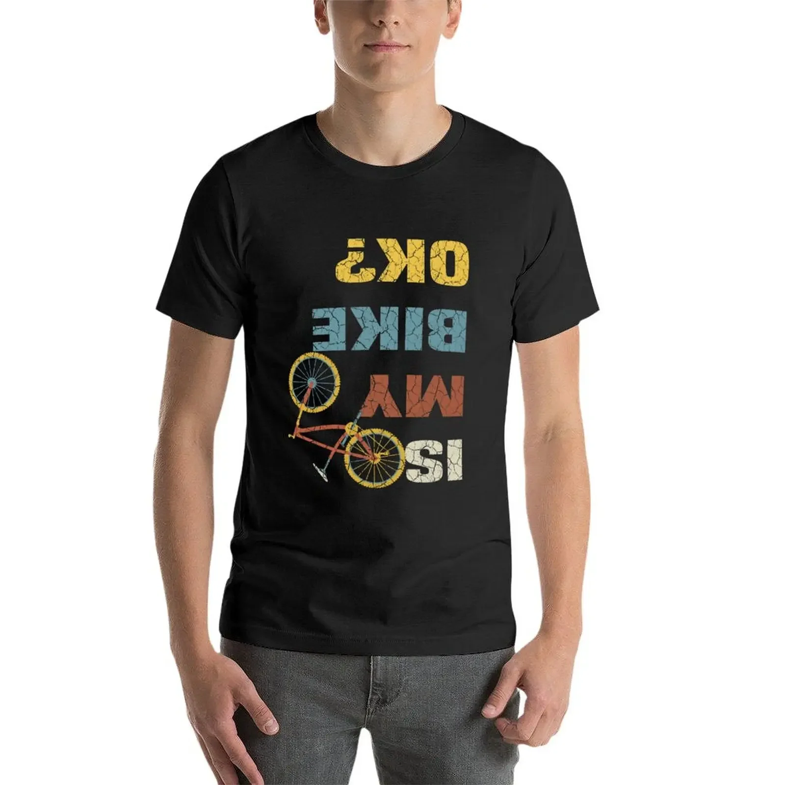 دراجتي حسنا! تي شيرت رجالي برسومات لركوب الدراجات ، تي شيرت كبير الحجم #4