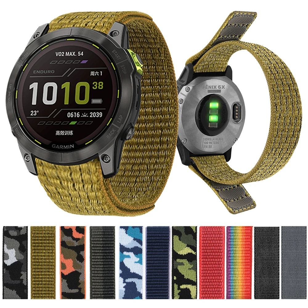 إندورو 2 هوك حلقة النايلون المعصم حزام ل Garmin Fenix 7X 6X 6Pro 5X 5 Plus Epix 2 تنفس 26 مللي متر 22 مللي متر Smartwatch الفرقة سوار