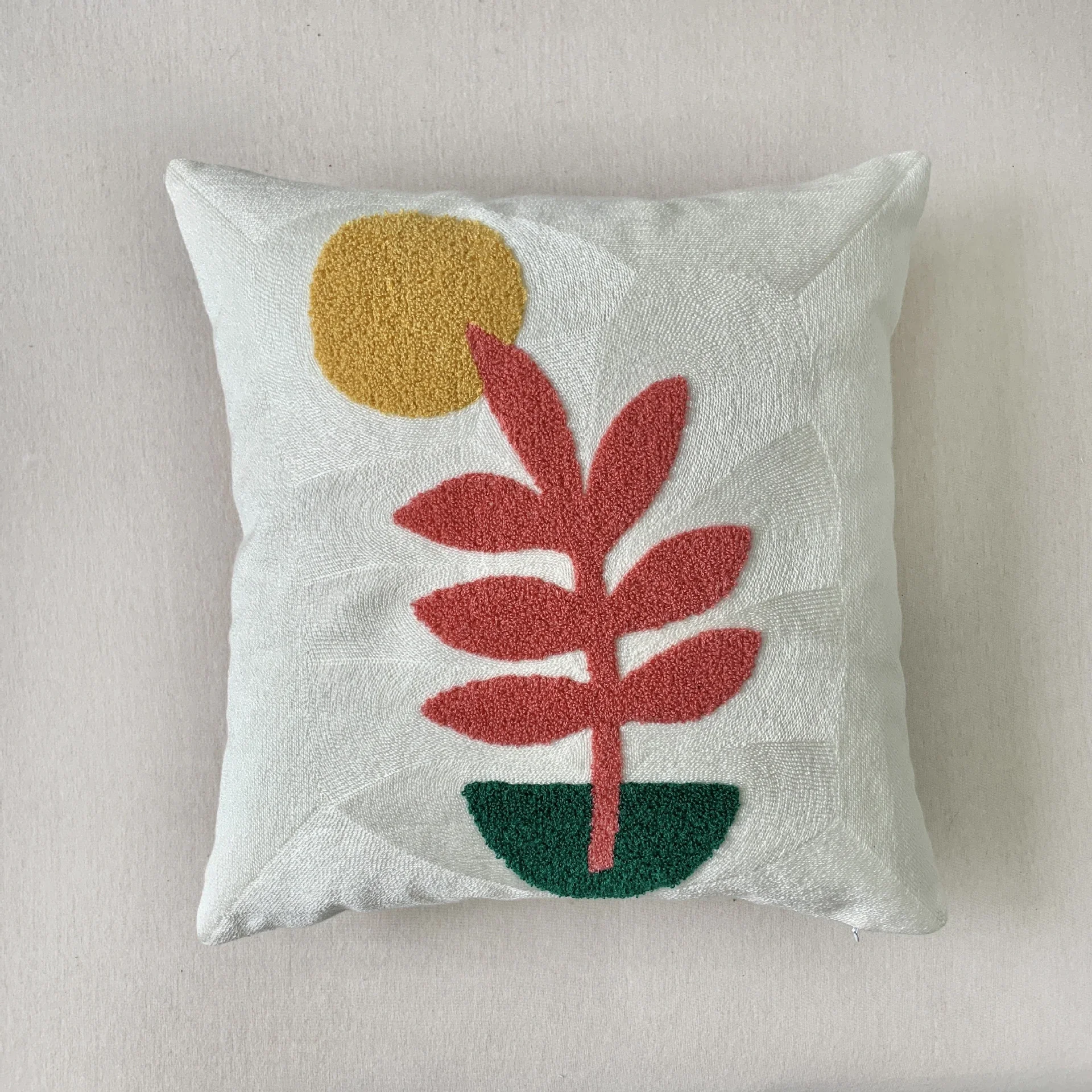 

cm Tulip Embroidery Pillow Cover Living Room Sofa Green Cushion Waist Cover Simple Sofa Couch Bedding Pillowcase