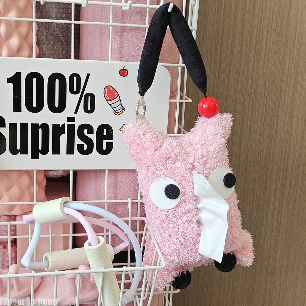 

Funny Eyes Fluffy Table Decor Portable Paper Bag Hanging Wardrobe Door Handle Paper Bag Tissue Paper Storage Bag Flat Tissue Box