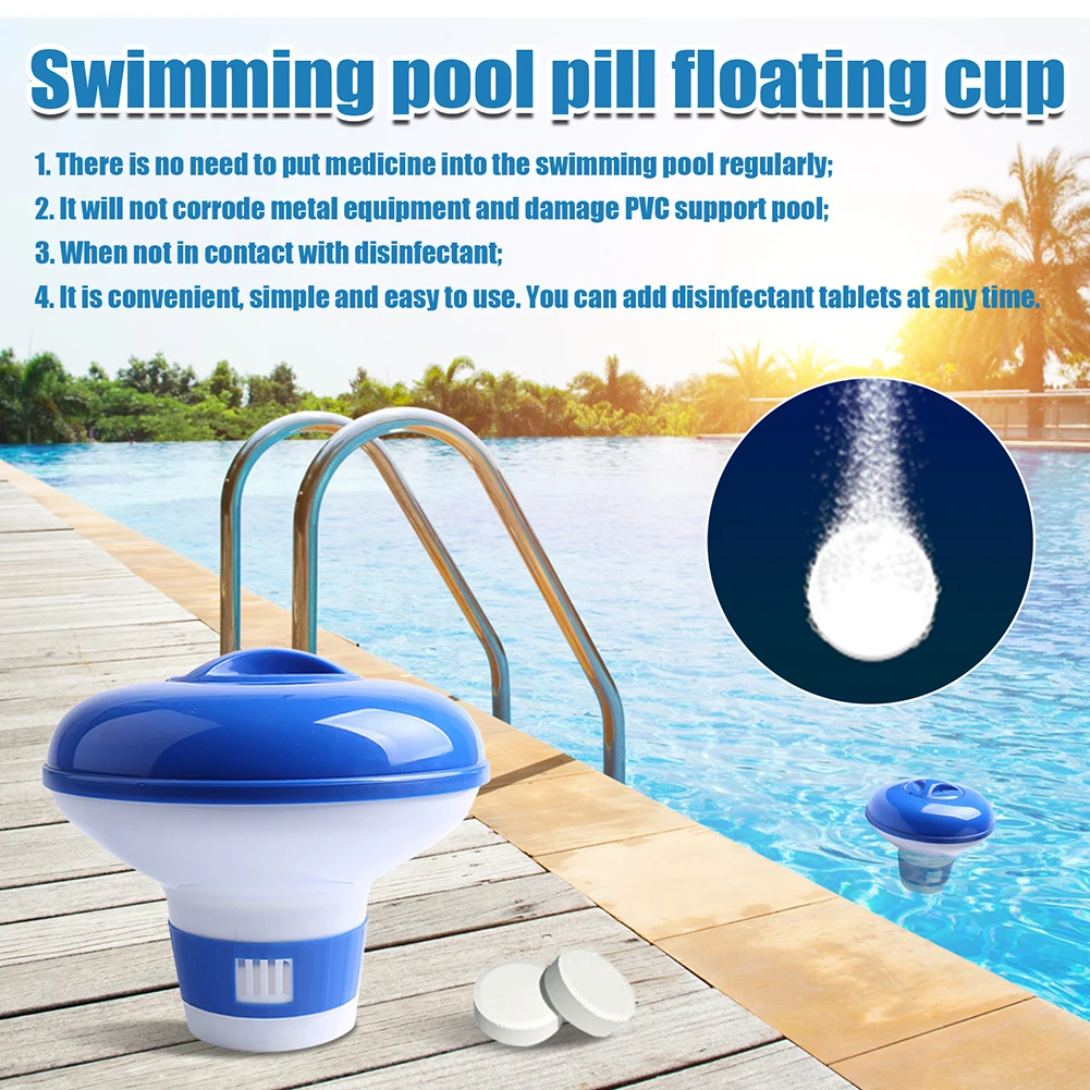 1 Pcs Swimming Pool Floating Chlorine Dispenser, Automatic Effervescent Tablet Floater, Easy to Use Swimming Pool Cleaning Tools