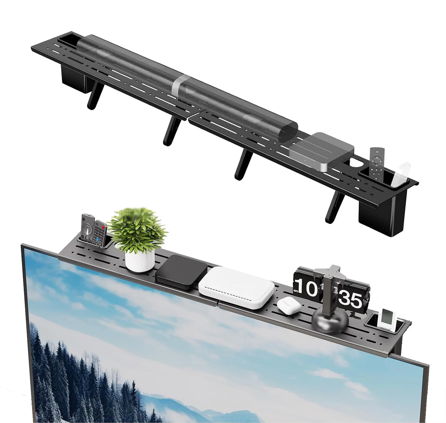 Adjustable Steel TV Top Shelf, Floating TV Stand, Universal 