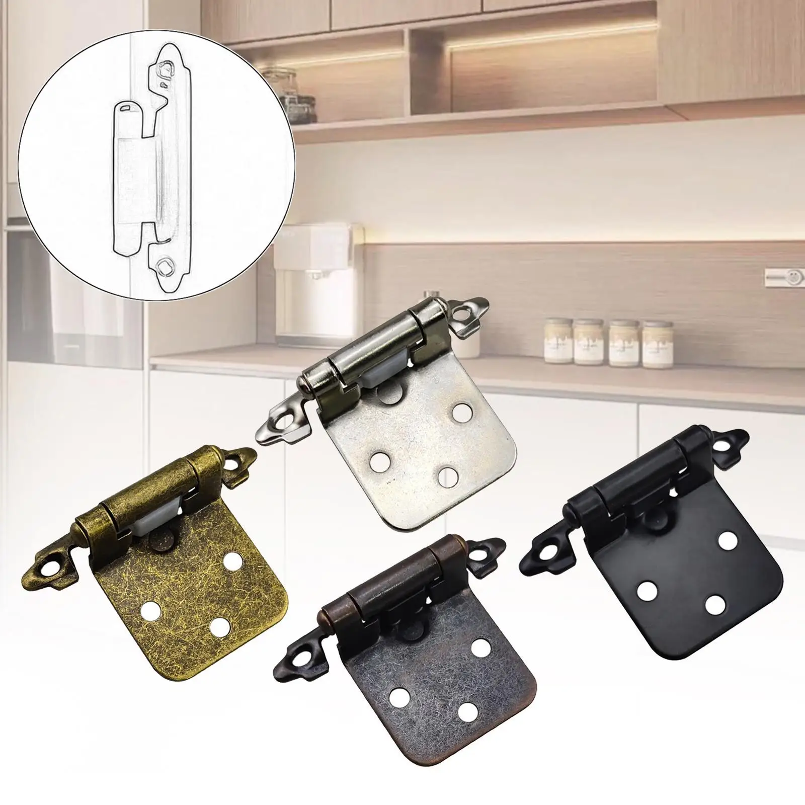 10x Self Closing Hinges Easy to Install Furniture Hardware Accessories Face Mount Iron Spring Hinges Cabinet Door Hinges