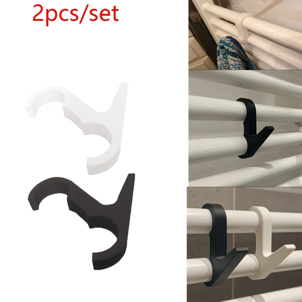 2Pcs Radiator Tube Clothes Hangers, No-Drill Heating Pipe Towel Hooks, Indoor Utility Hooks for Scarf and Clothes Storage