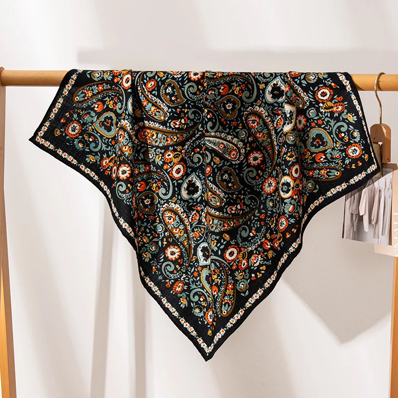 

Silk wool cashew fruit floral wool mulberry silk large square scarf spring and summer new elegant women's square scarf