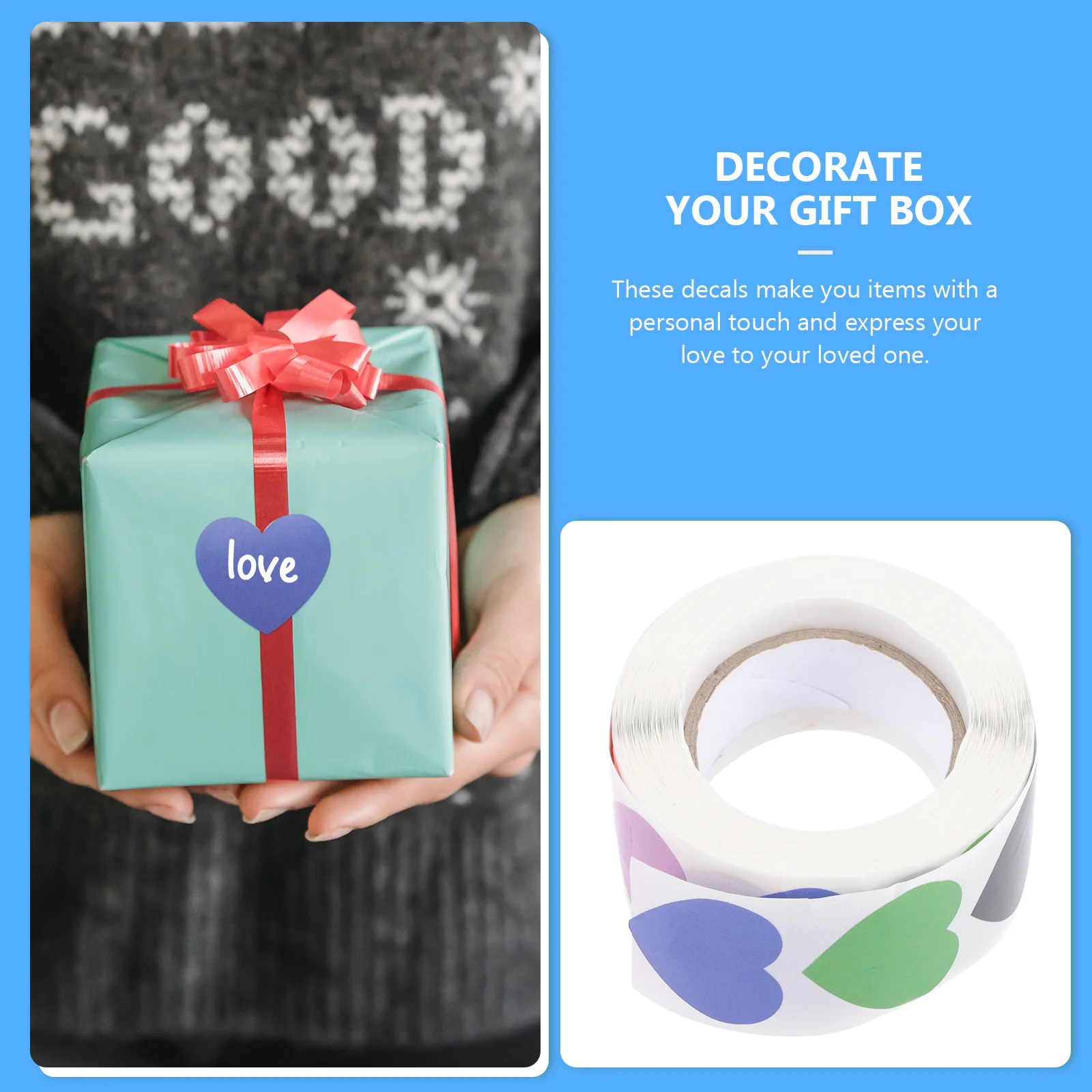 

1500Pcs Gift Label Stickers Heart-Shaped Decals for Wedding Favors Cards Envelopes Strong Adhesive Long-Lasting