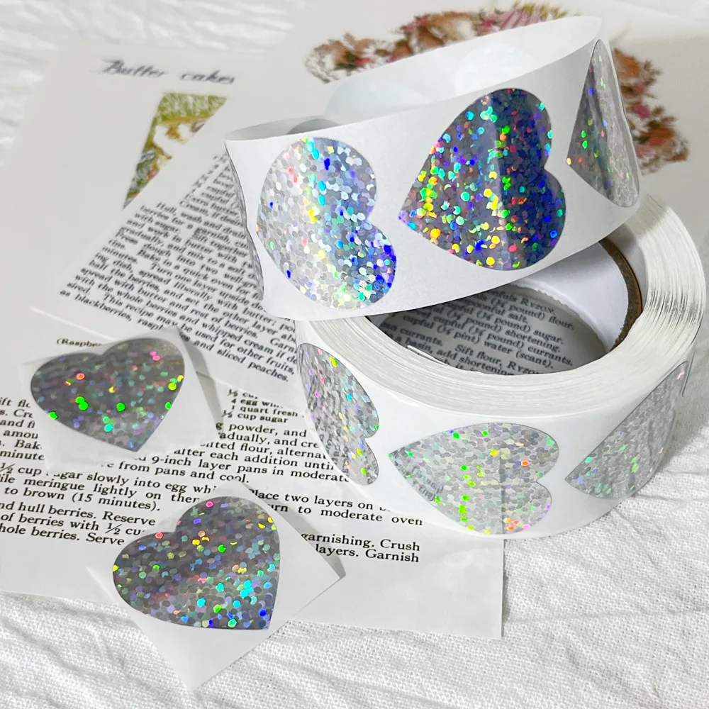 

500pcs Laser Sticker Waterproof Adhesive Birthday Wedding Label Sticker Christmas Holiday Decorative Sticker Home Decoration