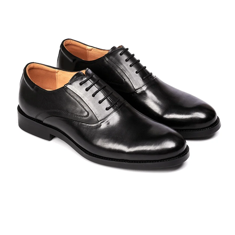 Formal Genuine Leather Derby Men\'s Shoes Handmade Goodyear Leather Shoes Classic Lace-up Business Banquet Dress Shoes Men
