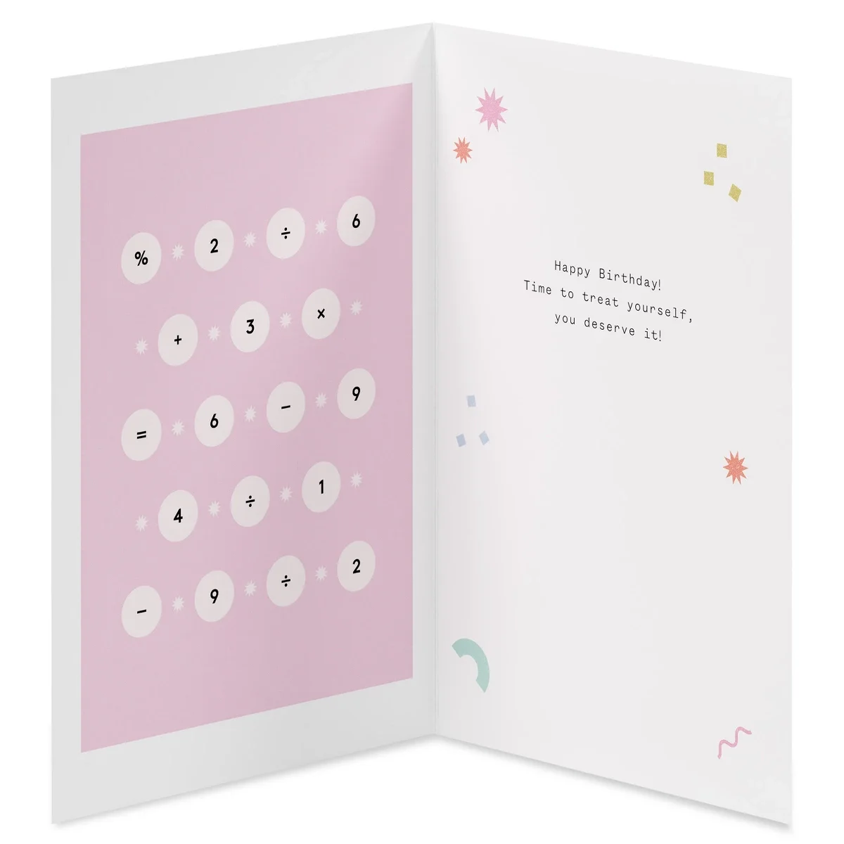 

Girl Math Birthday Card for Her, Time To Treat Yourself, Includes Envelope -