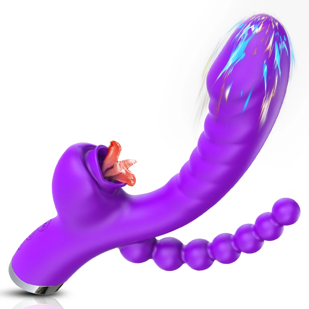 3 in 1 Tapping Flapping Vibrator Anal Sex Clitoris Clit Sucker Stimulator Sex Toys Female Licking Sucking Vibrators Adult Goods