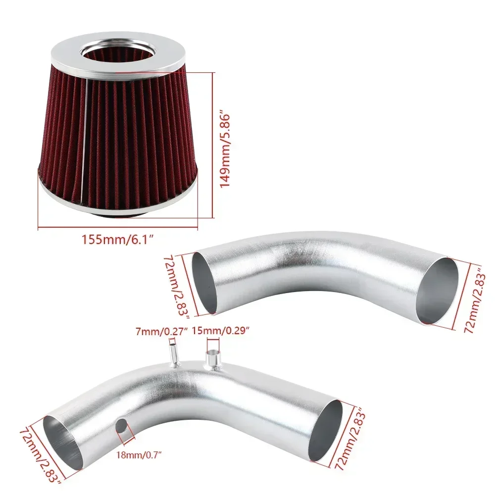 

Комплект впуска холодного воздуха премиум-класса из красного алюминия 3 дюйма с фильтром для Honda Civic/Acura Integra EG/EK/DC2 (K20/K24 Swap)