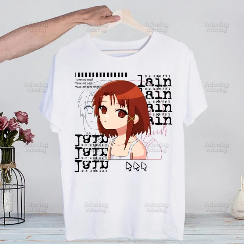 Serial Experiments Lain T Shirt Men Shirts Quality Summer Japan Anime Iwakura Manga Top Tshirts Short Sleeves Tees T-Shirt