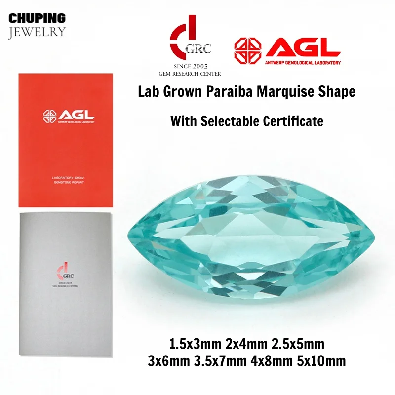 Lab Grown Paraiba Marquise Shape Flame Melted With AGL Certificate Loose Charms YAG Paraiba Gemstone For Fine Jewelry Making
