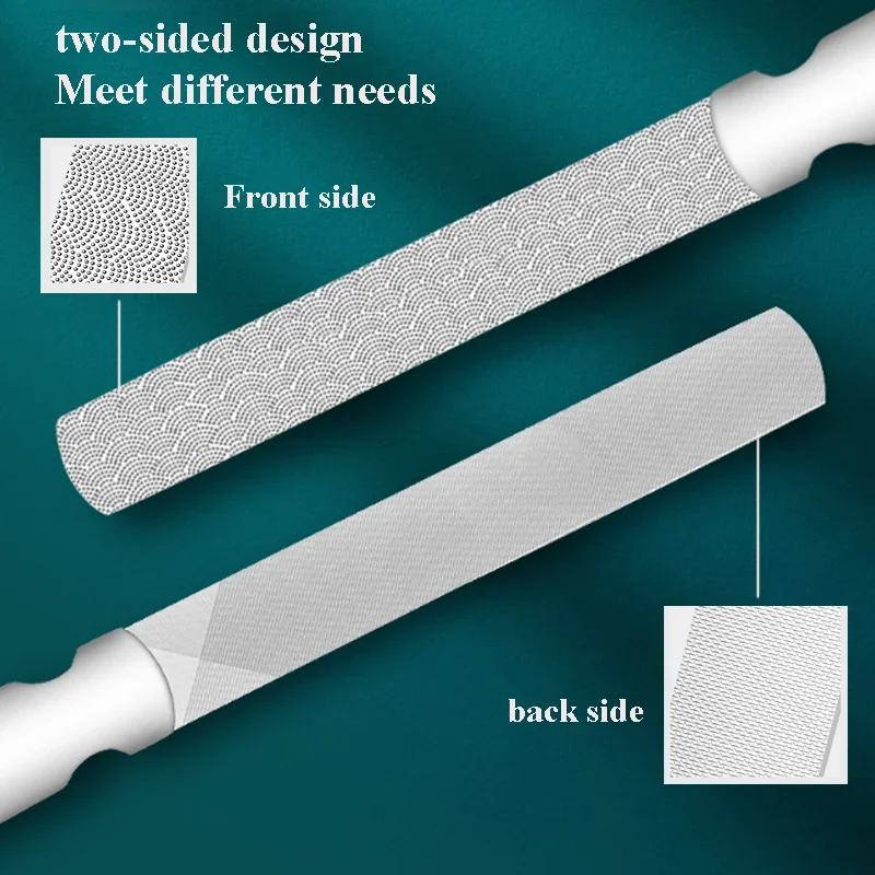 2 pçs de alta qualidade de aço inoxidável dupla face arquivos de unhas manicure pedicure aliciamento para profissional dedo do pé ferramentas de cuidados com as unhas