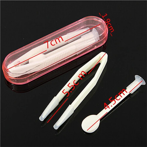 Portable Contact Lens Inserter Remover Soft Tip Tweezer Stick Tool Case Set