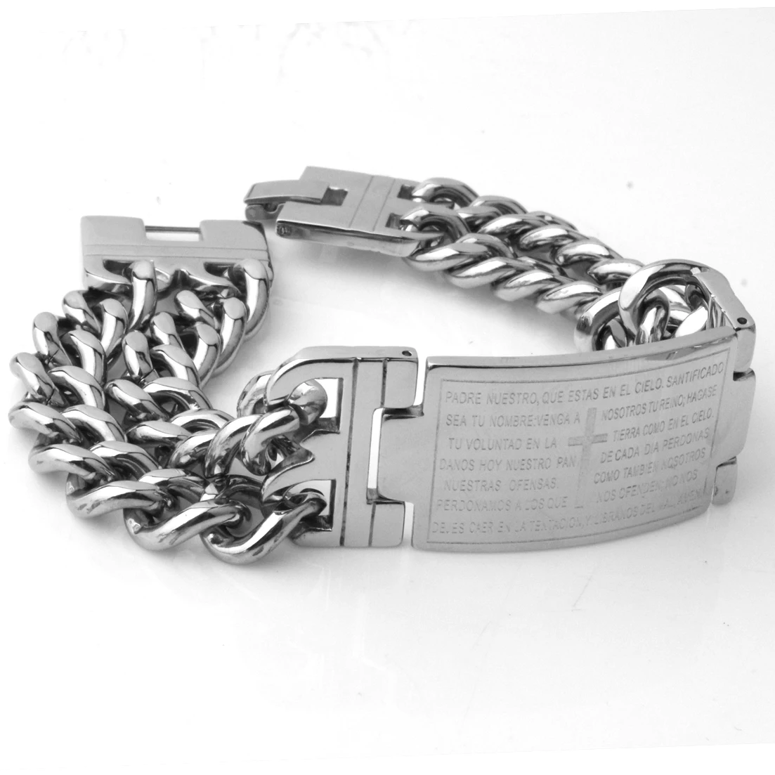 Charming Mens Bible Cross ID Bracelet 316L Stainless Steel Silver color Polishing Bracelet For Men Wholesale 8.85\