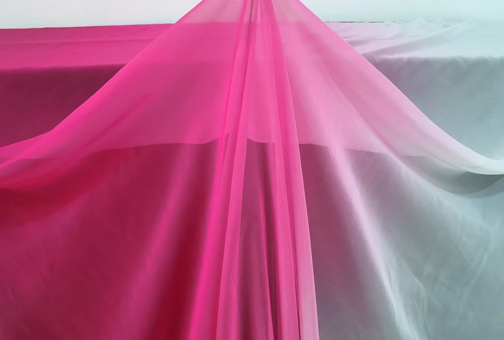 Farbverlauf-Imitat-Seidenstoff 30D Chiffon-Gewebe für Kleider, 2-Farben-Stoff für Tanzkleidung, Hochzeitsstoff Meterware – Detail 9