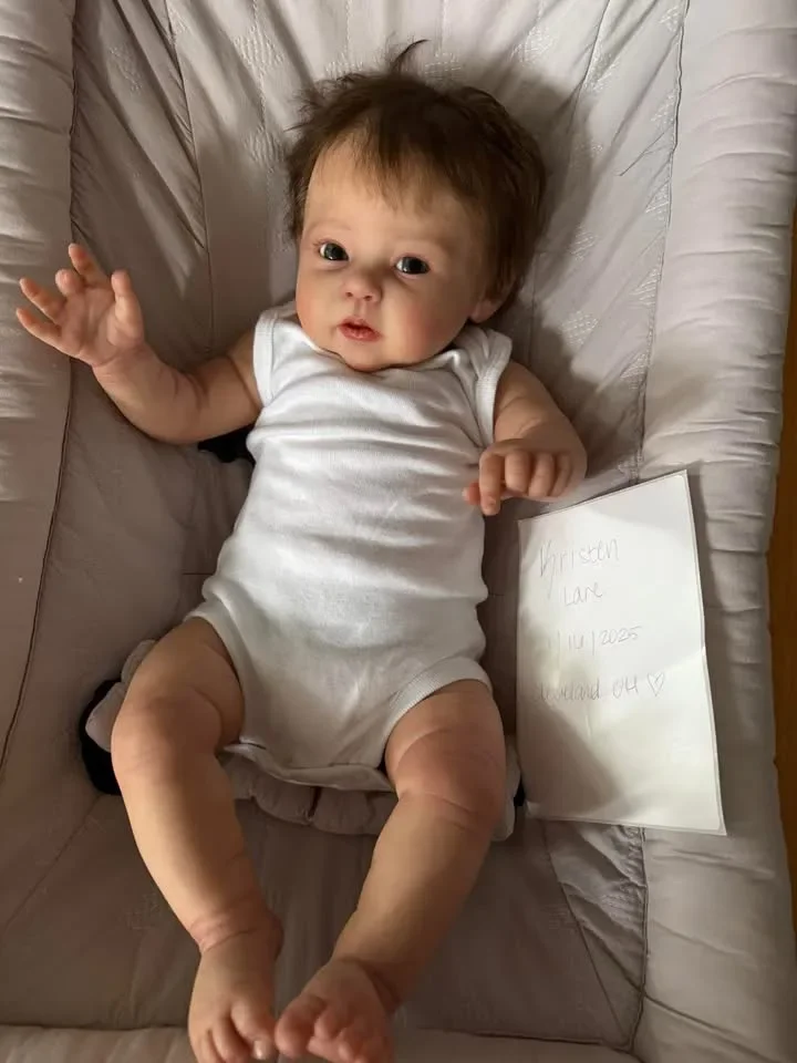 

St.Store 19inch Already Painted Finished Reborn Doll Raven Lifelike Soft Touch Baby Girl Doll Skin Visible Veins with Root Hair