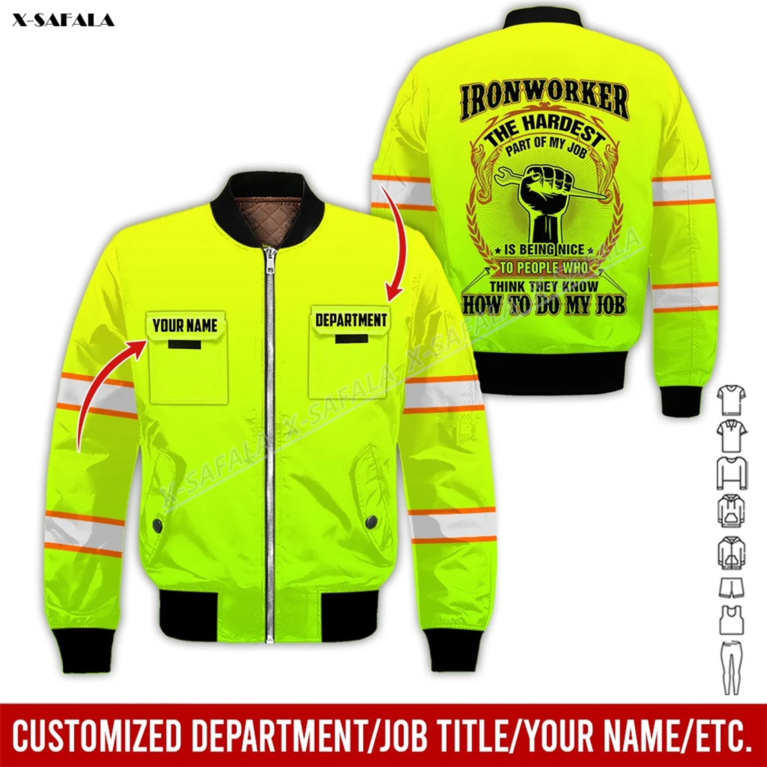 

Custom Mechanic Ironworker Welder 3D Printed Bomber Thick Jacket Adult Men Flight Pilot Zipper Coat Warm Uniform Workwear