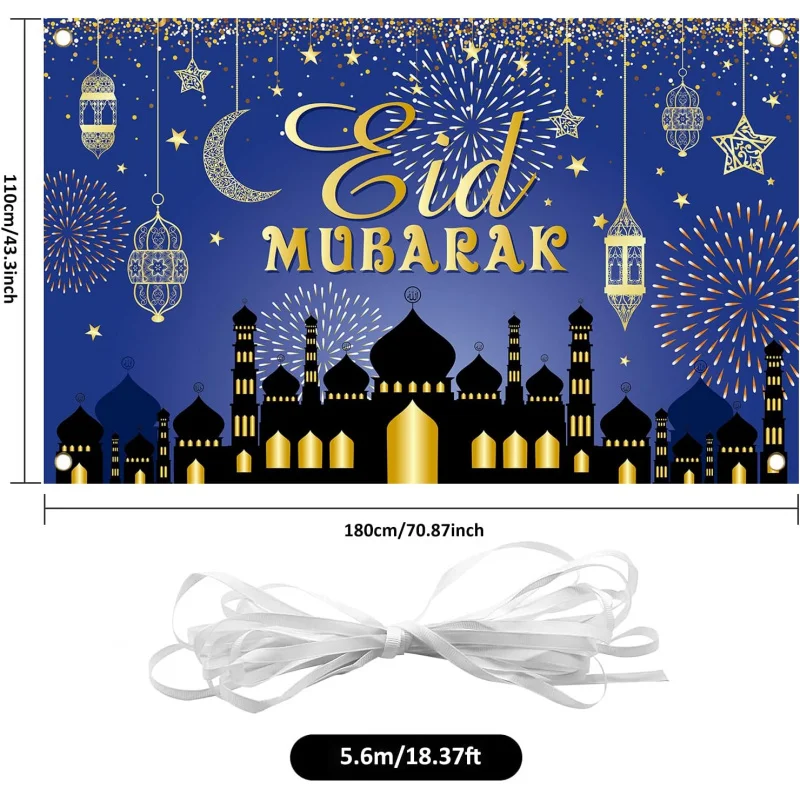VIKAMA Eid Al Fitr Party Decoration Ramadan Mubarak Background Banner Photo Booth Home Decor Festive Islamic Holiday Theme