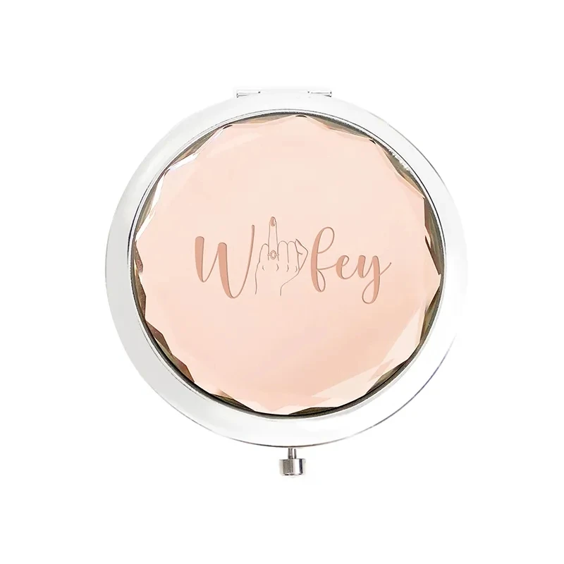 Bride wifey Mrs compact mirror Bachelorette Party Bridal Shower wedding engagement girls trip Bach weekend honeymoon trip Gift